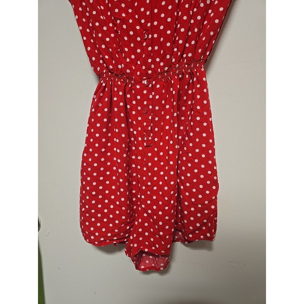 Sunny Girl POLKADOT RED & WHITE Sleeveless Shorts Romper with Pockets MEDIUM - Picture 3 of 11